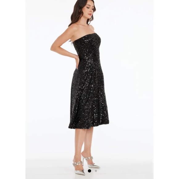 Dress The Population Black Sequin Dress Cocktail Christmas Party Size S NWT - Picture 6 of 10